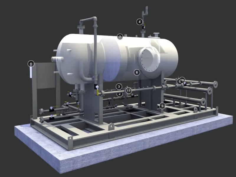 Different types of configurations for industrial pressure separator vessels for separating gas, oil, and water mixtures. Different types of configurations for industrial pressure separator vessels for separating gas, oil, and water mixtures.