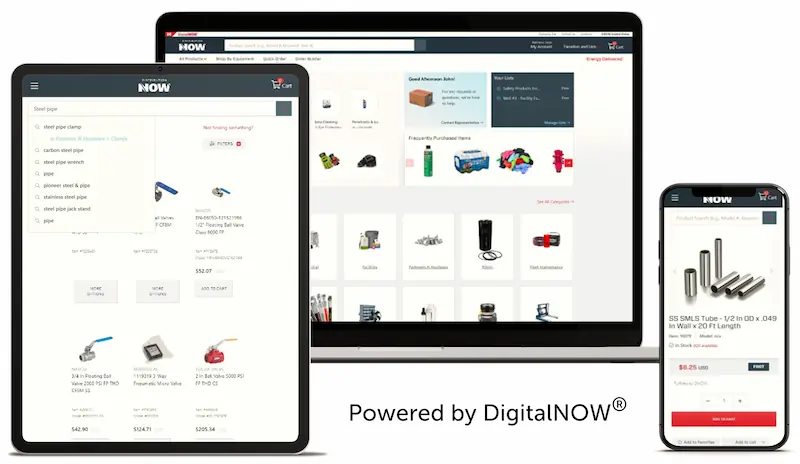 The power of DNOW eCommerce - get oil field and industrial supplies on multiple devices when you need them, no matter where you are. The power of DNOW eCommerce - get oil field and industrial supplies on multiple devices when you need them, no matter where you are.